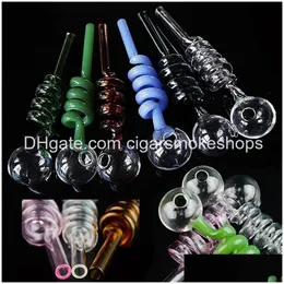 Smoking Pipes 6 Inch Pyrex Glass Oil Burner Mini Small Spoon Pipe Borosilicate Spring Bubblers Handpipes Ball Nce Fittings Drop Deli Dhing