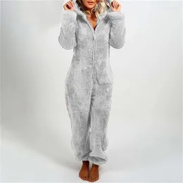 Damen Pelz One Piece Pyjamas für Frauen Winter Fleece Home Nachtwäsche Warm verdicken Onesie Cosplay Bär Homewear Overall Kostüm Strampler