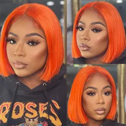 Hair pieces Short Bob Ginger Orange Lace Front Human Hair Brazilian Female Straight Bob T Lace Ombre 27 Color Remy Hair 230608