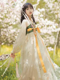 Casual Dresses Hanfu Chinese Style Color Matching Dress Han Elements Flounced Super Fairy Embroidered Ancient Wind Female