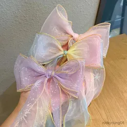 Hårtillbehör super fairy streamer bowknot clips söta prinsessor hårnål flickor hårgrip huvudbonad Barrettes barn R230608