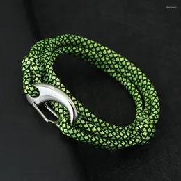 Charm Bracelets Paracord corda pulseira para homens de aço inoxidável fecho lagosta camada dupla urdidura pulseira ajustável sobrevivência ao ar livre