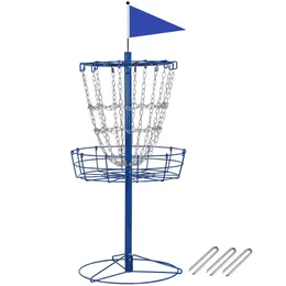 12 체인 휴대용 디스크 골프 바구니 금속 플라잉 디스크 골프 대상, 파란색