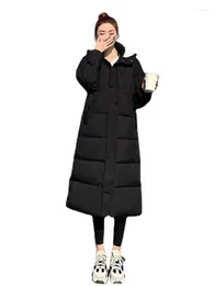 Женские траншевые пальто 2023 мягкая одежда со списком темпераменты Женская средняя длина на колене на колене с хлопковой курткой зимой свободно