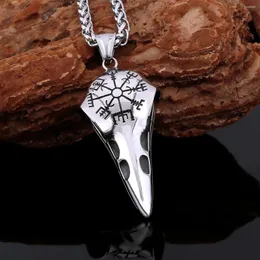 Pendant Necklaces 316L Stainless Steel Retro Viking Necklace Nordic Men's Crow Rune Amulet Fashion Jewelry Teen Party Accessories