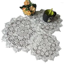 Masa Paspasları Modern Beyaz Nakış Yeri Mat Pad Kumba Dantel Yemek Doily Pot Kupa Tutucu Noel İçecek Placemat Mutfak