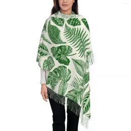 Scarves Womens Scarf Winter Vintage Floral Leaves Botanical Classic Thin Warm Cape Wraps Female Bandana Pashmina Long Tassel