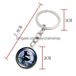 Key Rings Halloween Witch Ring Time Gem Chain Gift For Child 5 Styles Drop Delivery Jewelry Dhyme