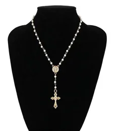 Catholic Rosary Beads Cross Necklace Women statement Religious Jewelry Gold Lin Chain Multilayers Choker Necklace Vintage4223357