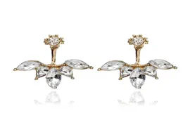 Crystal Diamond Earrings Simple Temperament After Hanging Earrings Gold SilverRose Gold Women Earring Stud Jewelry Whole7127518