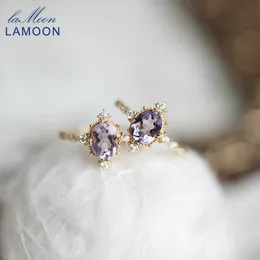 Wedding Rings LAMOON Luxury Natural Amenthyst Ring For Women Vintage Gemstone 925 Sterling Silver Gold Vermeil Jewelry Princess 230608