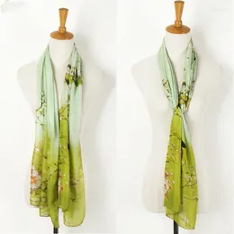Halsdukar 1pc 156x56cm kvinnor mode halsduk klassisk kinesisk stil magpie plommon blomma tryck kvinnlig utsökt dekoration