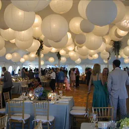 Other Event Party Supplies 30Pcs Wedding Decoration White Chinese Paper Lanterns Ball 412 Hanging Round Lantern for Birthday Decor 230607