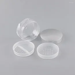 Aufbewahrungsflaschen 50PCS 50ML Klarer Plastikloser Pulverbehälter mit silberner Abdeckung Hochwertiges Make-up 2 Form eines Sichters Tragbares Kosmetikglas