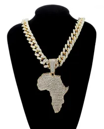 Fashion Crystal Africa Map Pendant Necklace For Women Men039s Hip Hop Accessories Jewelry Necklace Choker Cuban Link Chain Gift4760183
