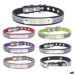 Hundhalsar Leashes SXL Reflective Leather Collar Personlig graverad Custom Puppy Cat Pet ID -tagg för liten medium DBC Drop Deli DH7HK