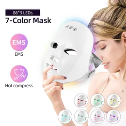 Ångare USB -laddning 7Colors LED Mask Komprimera hudföryngring Anti Acne rynka borttagning Skinvård EMS Pon Therapy 230607