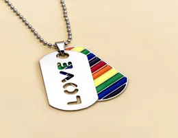 Gay LGBT Les Gay Rainbow Necklace Customized Love Fashion Love Military Necklace4618082