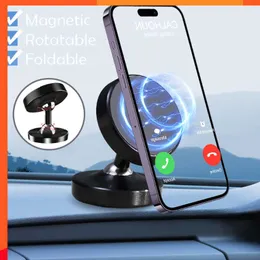 حامل هاتف مغناطيسي مزدوج جديد جولة جولة قابلة للتدوير قابلة للتدوير GPS STAND STAND CAR Mobile For iPhone 14 13 Samsung