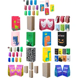 Favor Holders Candy Bags For Birthday Wedding Bridal 13X8X24Cm Black Face Halloween Elements Bless Cartoon Design Dinosaur Blue Pink Otato