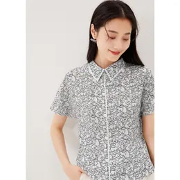 Bluzki damskie Shuchan Print Blusas femininas com frete gratis bluzka cienki (lato) naturalny jedwabny luźny zestaw pojedynczych części