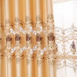 Curtain European Luxury Imitation Silk Water-soluble Embroidered Window Screen Blackout