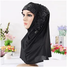 Other Home Textile Islam Mask Muslim Headscarf High Quality Fashion Silk Drill Long Scarf Woman Summer National Wind Er Vf0011 Drop Dhy4B