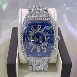 الساعات الأخرى missfox الفاخرة الساعات الموضة الهيب هوب الماس الماس الماس الماء tonneau aaa quartz wristwatch ذكر RELOJ 230607