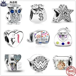 Für Pandora Charms authentische 925er Silberperlen baumeln bunte Handtasche Elefantenperle