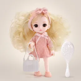 人形112 13 Movable Jointed 16cm BJD Doll High Quality Fashion Dress Up Make Long Wig Lovely Plastic Toys for Girls Birthdayギフト230607
