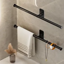 Towel Racks Selfadhesive Bathroom Rack Holder Without Drilling Wall Mounted Shelf Kitchen Accessories Hanger 230607