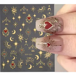 Naklejki naklejki Bronzing Heart for Nails Złota Sliver Laser Butterfly Star Moon Komue Slowers