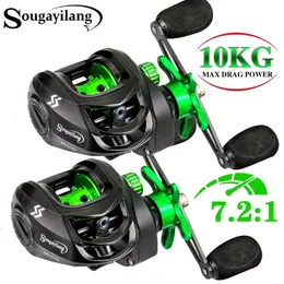 بكاءات البث بكرات Sougayilang بكرة الصيد 7.2 1 نسبة التروس Max Drag 10kg baitcasting بكرة مع التخزين المؤقت الألمنيوم ل Luya Freshwater Pesca 230607