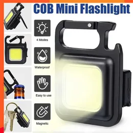 New Mini LED Working Light Portable Pocket Flashlight USB Rechargeable Key Lights Lantern Camping Outside Hiking COB Strong Lamp