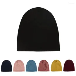 Berets Women Candy Color Adult Spring Warm Baggy Cotton Skullies Beanies Hats Fashion Men Knitted Ribbing Caps Soft Elastic Bonnet