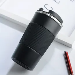 Tumblers 380ml510ml 이중 스테인리스 스틸 304 커피 thermos thermos mug nonslip 케이스 자동차 진공 플라스크 여행 절연 병 230607