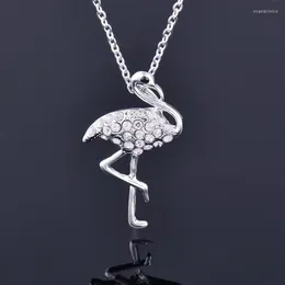 Pendant Necklaces LEEKER Rhinestone Pink Big Bird Stainless Steel Necklace Choker Link Chain For Women Jewelry On Neck LK3