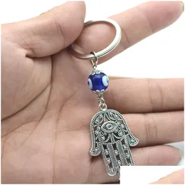 Kluczowe pierścienie Turkish Evil Eye Blaki Lucky Blue Charm Chain Vintage Blucz dla mężczyzn Kobiet samochodowy wisiorek upuszczony biżuteria dhgarden dhvss