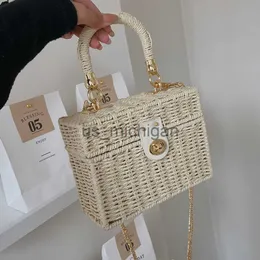 Evening Bags Rattan Straw Shoulder Bag Women Boho HandWoven Basket Messenger Pouch Summer Beach Square Box Tophandle Handbag for Lady Girls J230608