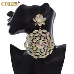 화려한 라운드 펜던트에 달린 샹들리에 cuier 12cm 클립 거대한 귀걸이 거대한 귀걸이 여성 귀걸이 과장 무대 초안 보석 드래그 퀸 230607