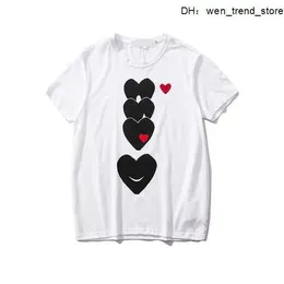 T-shirts Summer Cdgs Mens Play t Shirt Short Sleeve Womens Des Badge Garcons Embroidery Heart Red 1 M8is