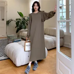 Casual Dresses 2023 Spring Autumn Korean Fashion Sweatshirt For Women Elbise Loose Plus Size Solid Maxi Long Shirt Woman