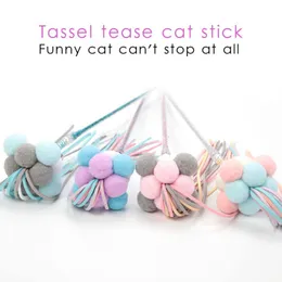 Giocattoli interattivi per gatti Stick Cat Canna da pesca Gioco Bacchetta con perline Kitten Teaser Stick Toys Pet Nappa Bacchetta con accessori per gatti a campana