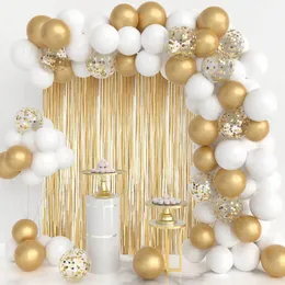 Outros suprimentos para festas de eventos 100 peças Kit guirlanda de balão de ouro branco com cortina de ouropel dourado para decoração de aniversário de casamento 230607