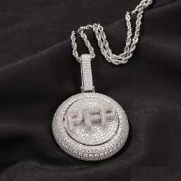 Pendant Necklaces Customizable Hip Hop Az Letter Necklace Spinning Simated Diamonds Real Gold Plated Dazzling Bling For Any Outfit D Dhtsj
