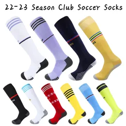 Sports Socks 2223 Säsong Europeiska klubben Soccer vuxna barn Professionell lång rörets fotbollssockar Thandduk Bottom Bottom Bomull 230608