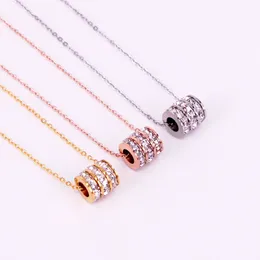 18K rose gold stainless steel roman pendant necklaces jewelry hollow designer shining crystal link chains choker necklace gift