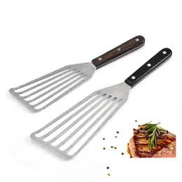 Meat Poultry Tools Burdock Shovel Stainless Steel Wooden Handle Kitchen Mtifunction Steak Fried Fish Eel Shovels Tool Dbc Vt0838 D Dh83M