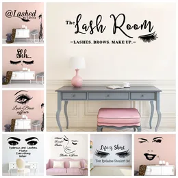 Fun The lash room Decalque de parede Art Vinyl Stickers para salão de beleza Vinil Mural Girl Bedroom Decoração de casa removível Adesivo de parede
