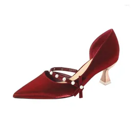 Dress Shoes Size 31-43 Red Wedding Women Bridal Fashion Banquet Side Empty Pointed Sexy Stiletto Heel